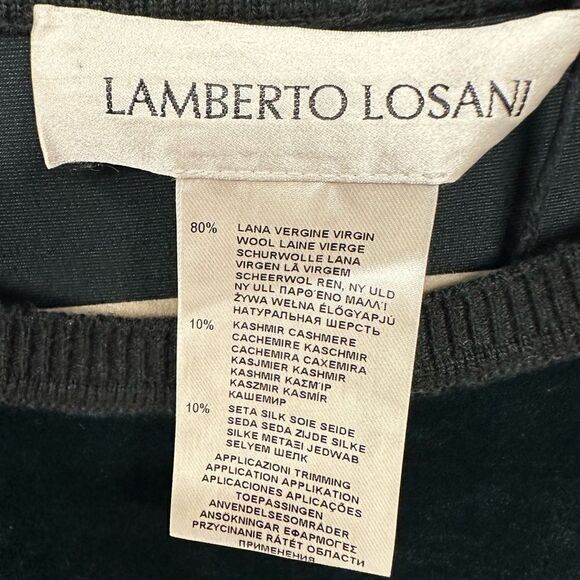 Lamberto Losani Black Velvet Knit Silk Wool Sweater | Size S - Picture 6 of 8